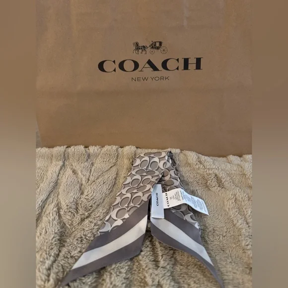 Coach Signature Silk Skinny Scarf - Picture 1 of 1